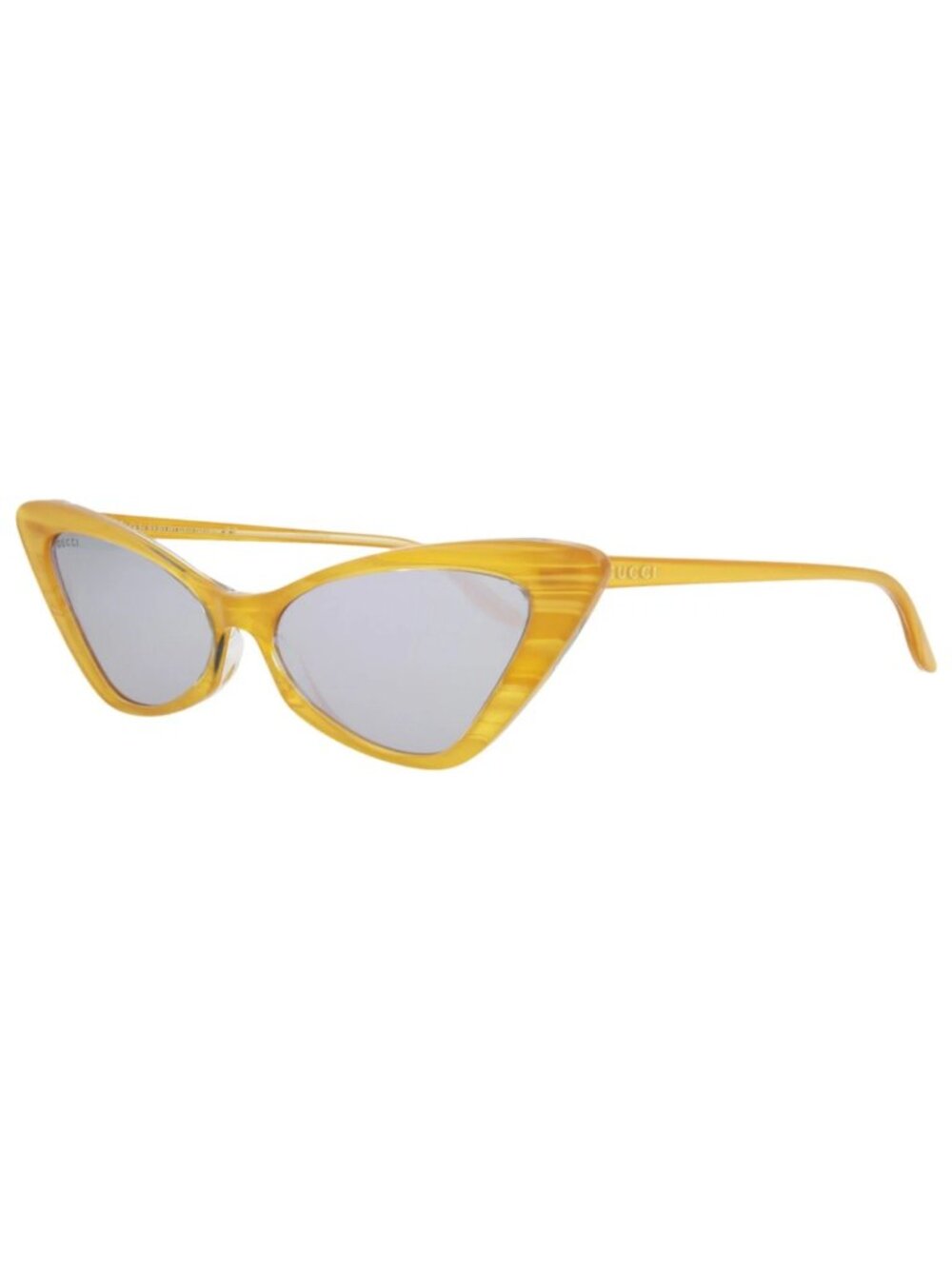 New Gucci Women's Sunglasses Cat Eye Acetate Frame Yellow Yellow Silver